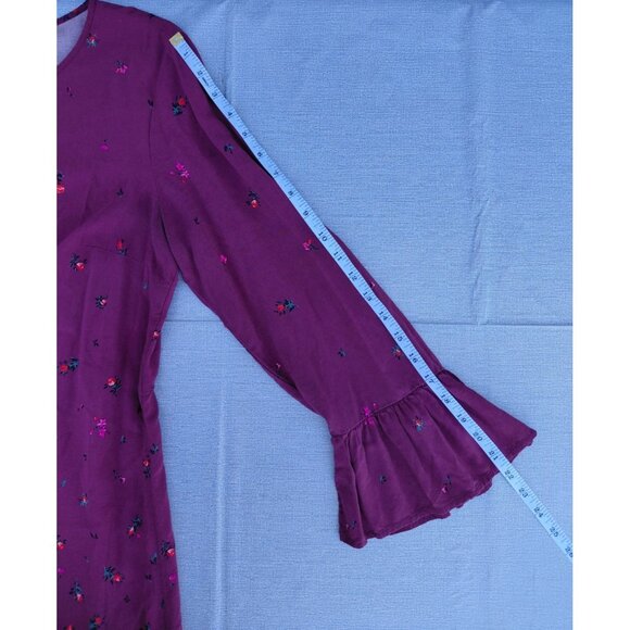 Old Navy Long Sleeve Woven Shift Dress Large Tall Red Floral Flared Sleeve Boho - Picture 13 of 13